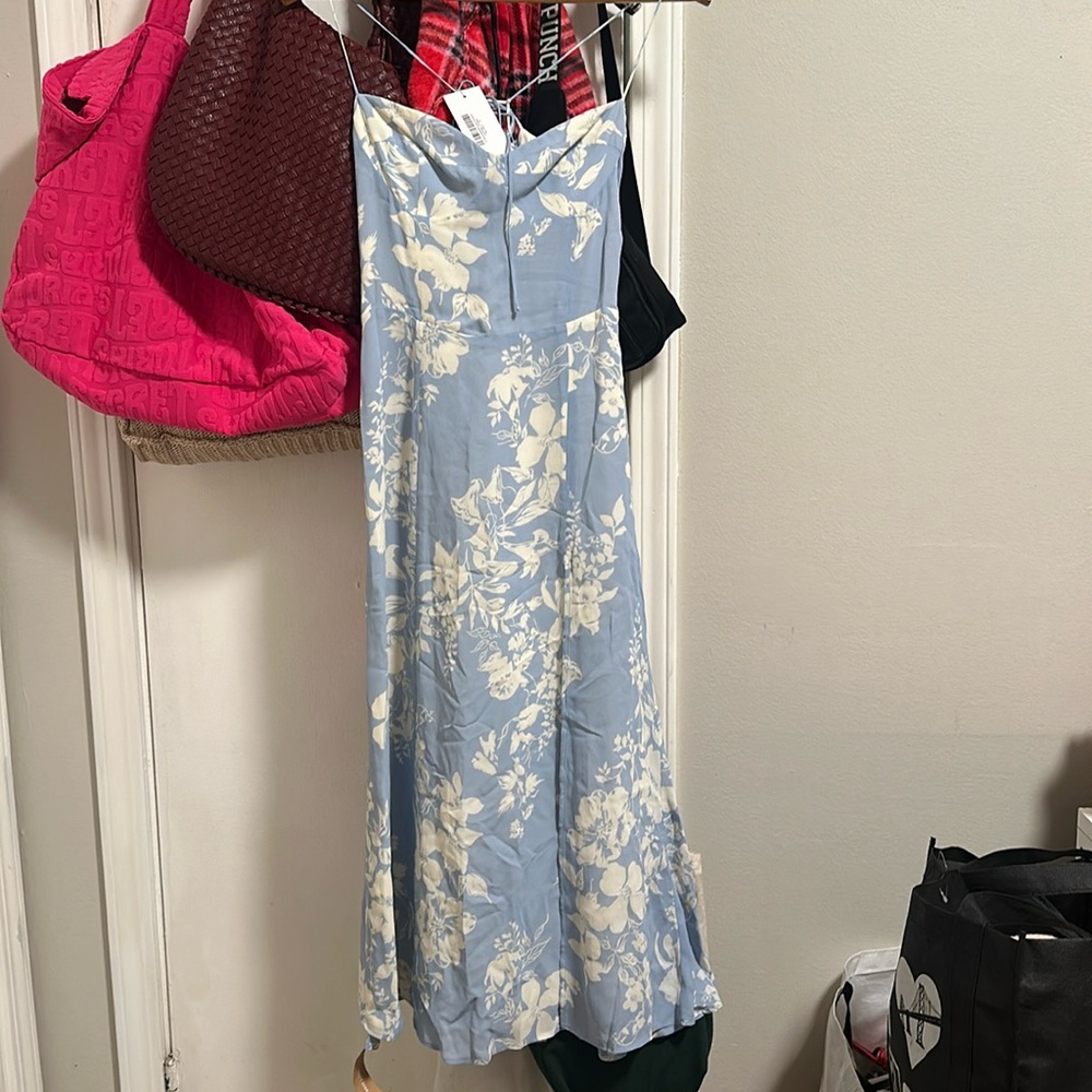 Reformation Blue and White Floral Dress
